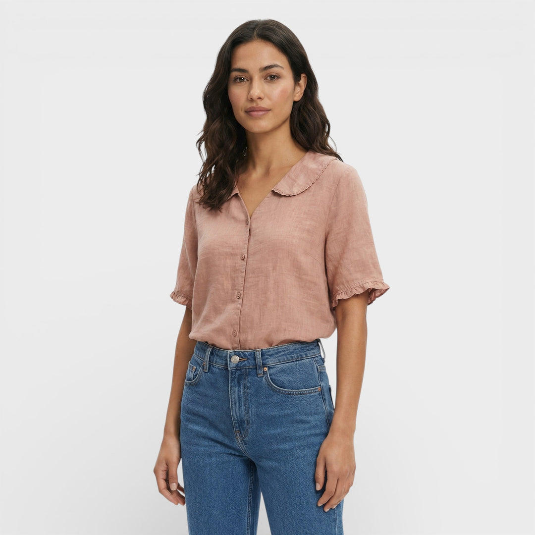 Blouse Légère Col Ondulé Femme