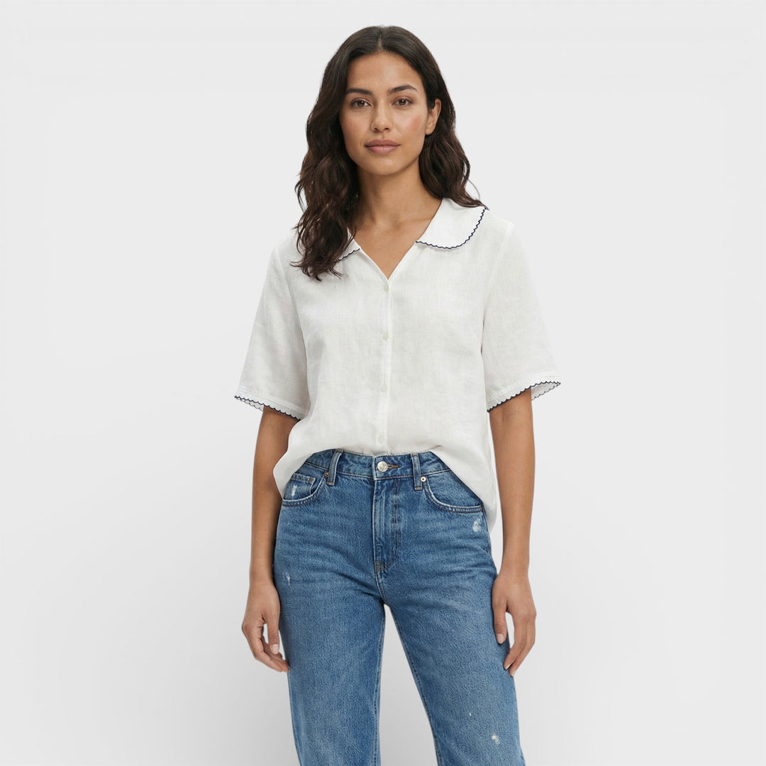 Blouse Légère Col Ondulé Femme