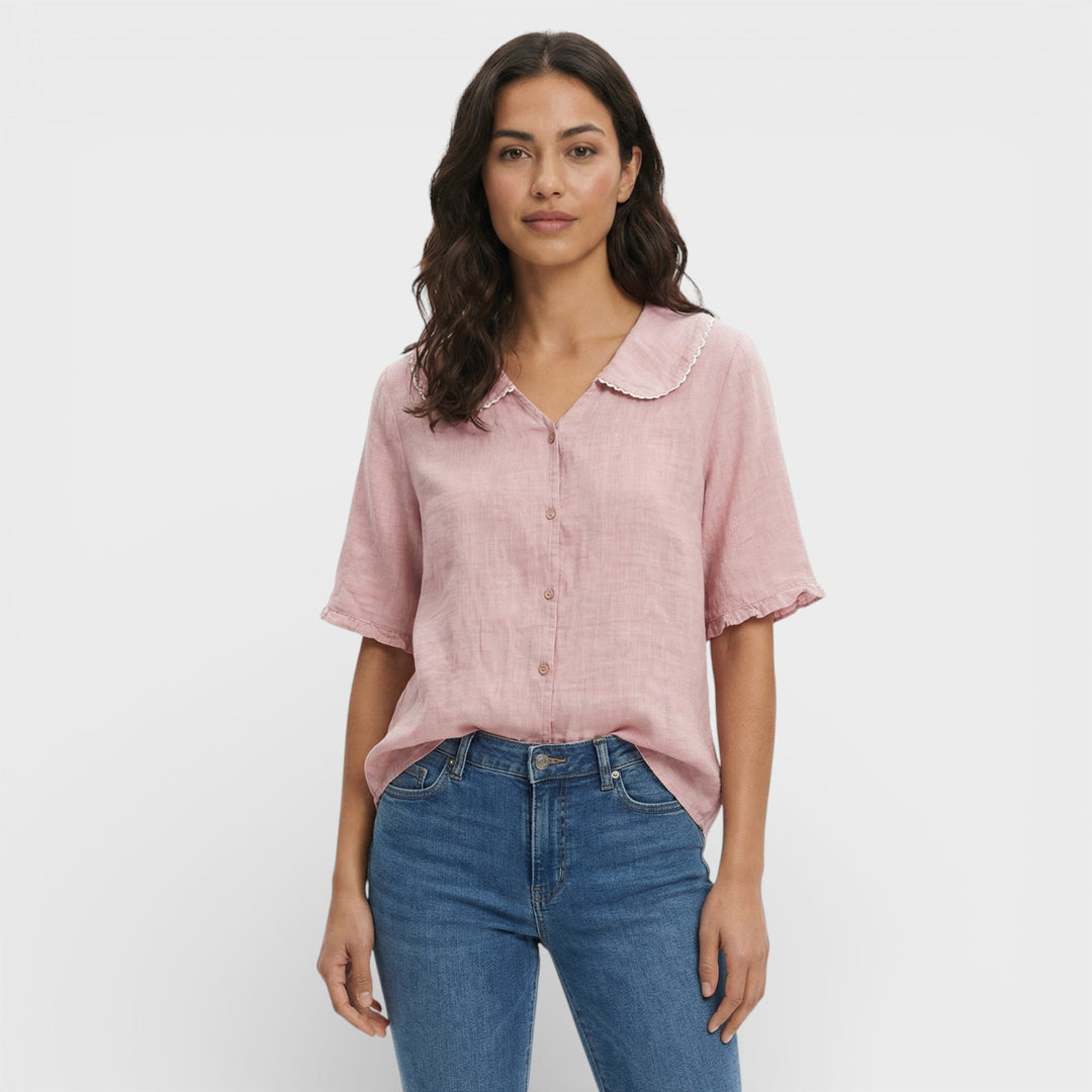 Blouse Légère Col Ondulé Femme