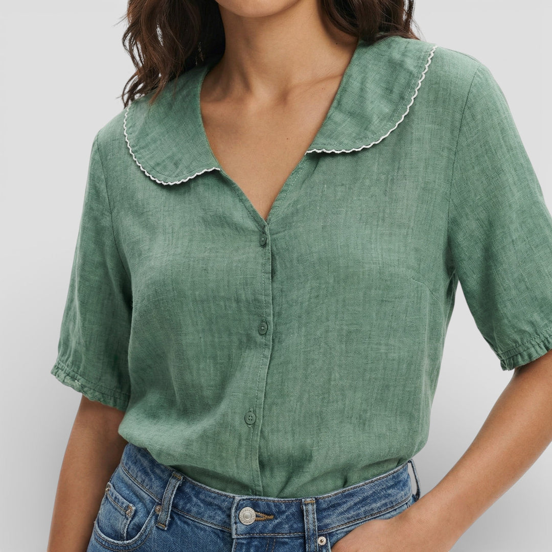 Blouse Légère Col Ondulé Femme