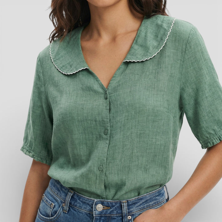 Blouse Légère Col Ondulé Femme