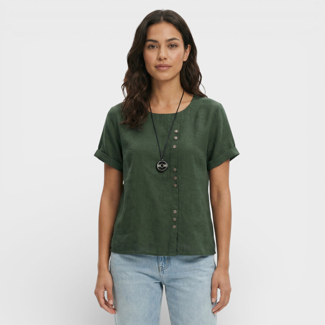 Blouse Unie Manche Courte Femme