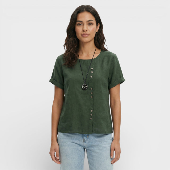 Blouse Unie Manche Courte Femme