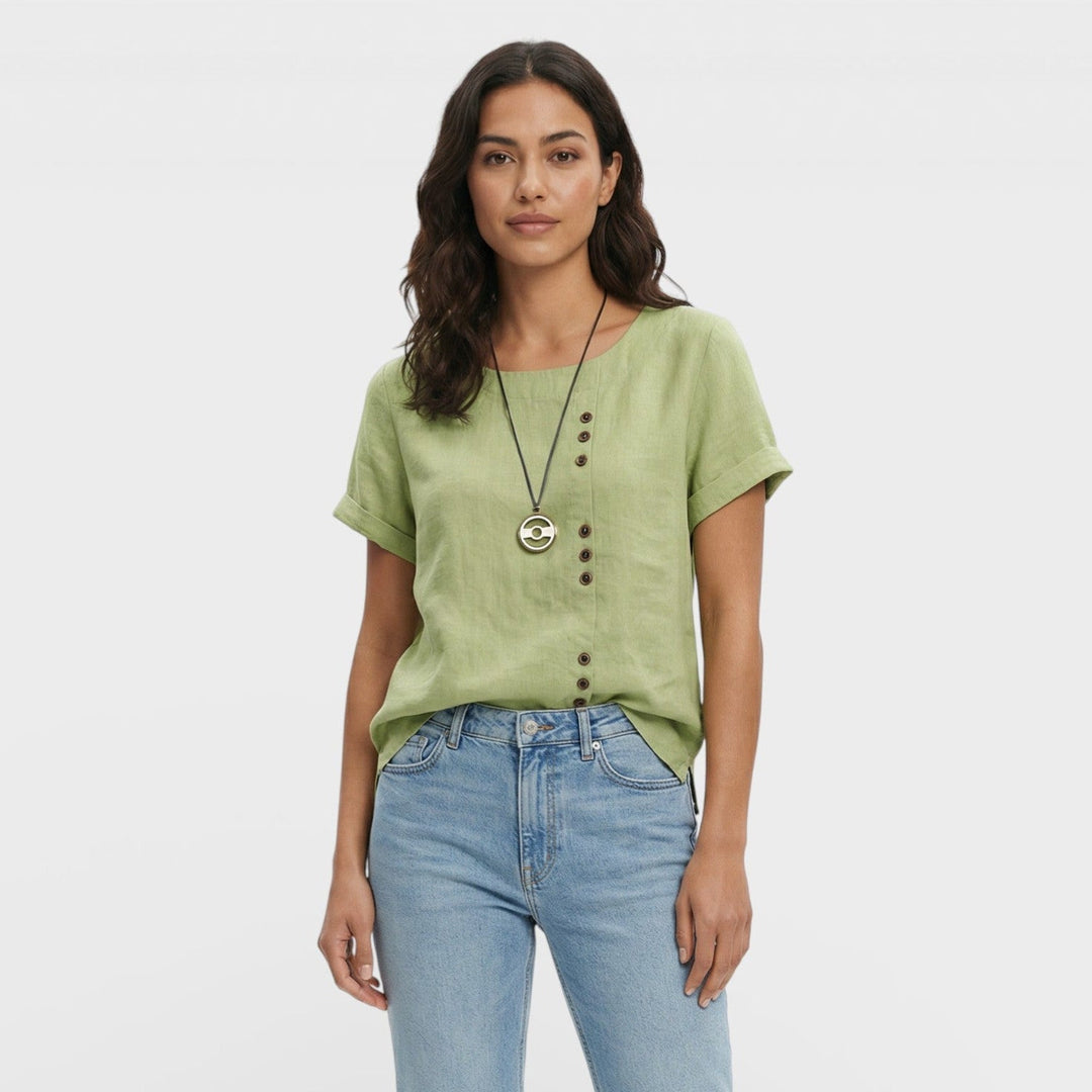 Blouse Unie Manche Courte Femme