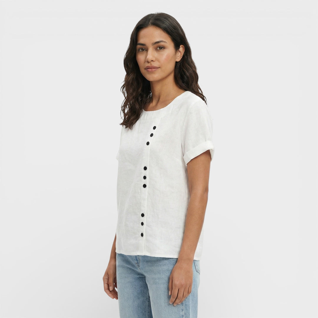 Blouse Unie Manche Courte Femme