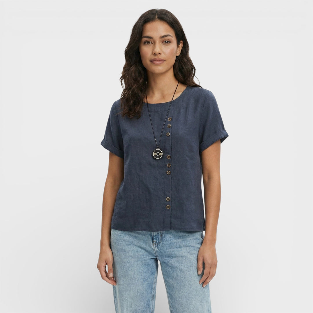 Blouse Unie Manche Courte Femme