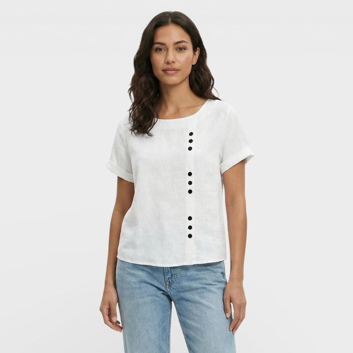Blouse Unie Manche Courte Femme