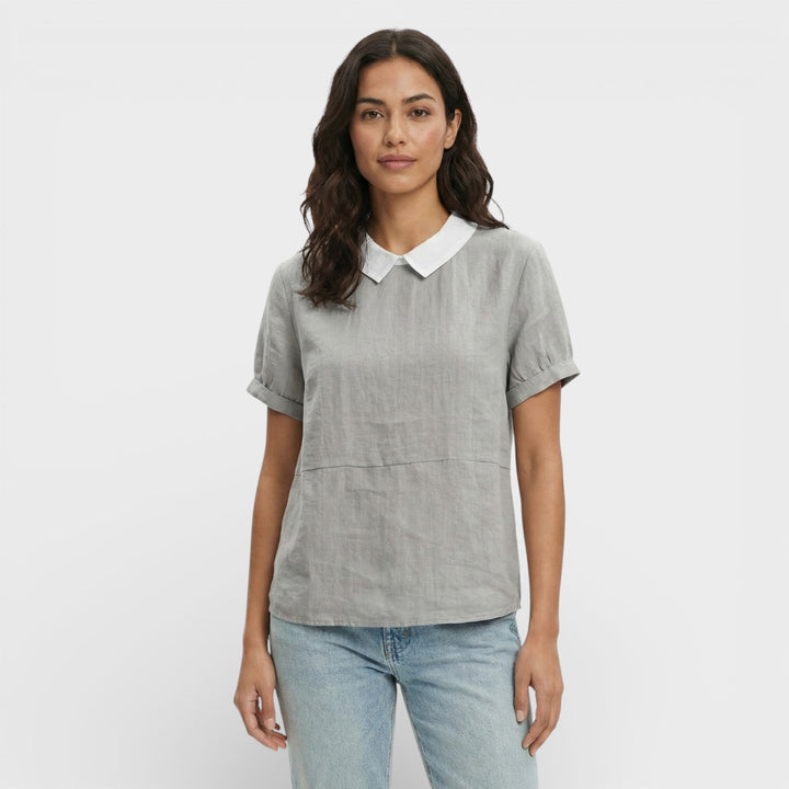 Blouse Manche Courte Col Rond Femme