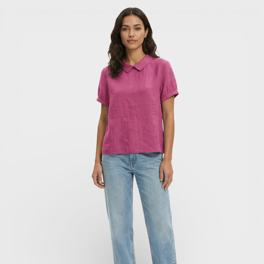 Blouse Manche Courte Col Rond Femme