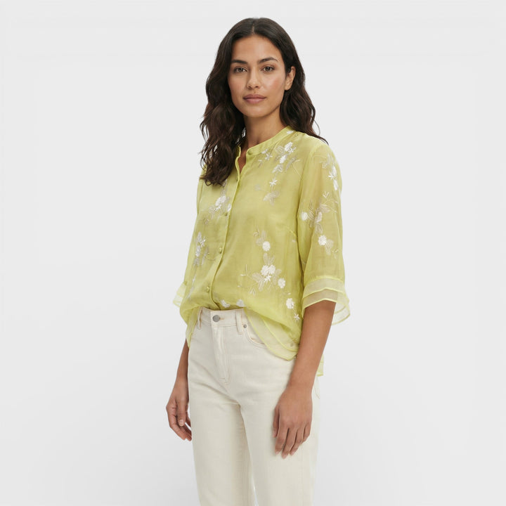 Blouse Brodée Fleurs Femme Élégante