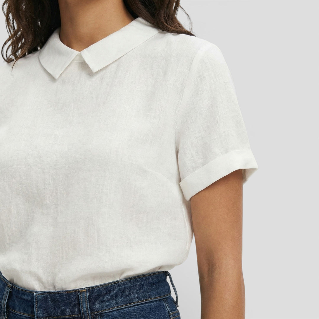 Blouse Manche Courte Col Rond Femme
