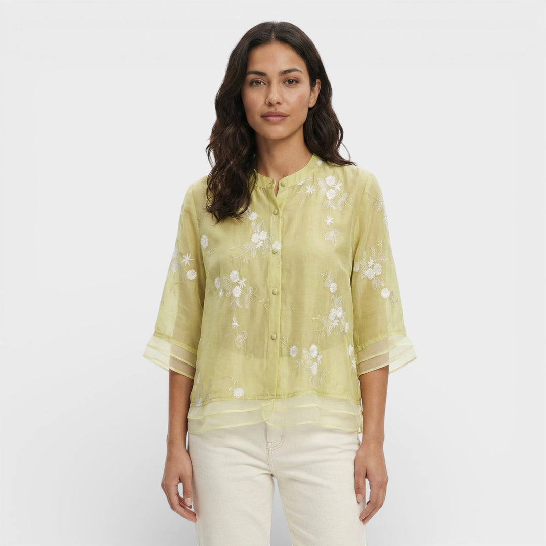 Blouse Brodée Fleurs Femme Élégante
