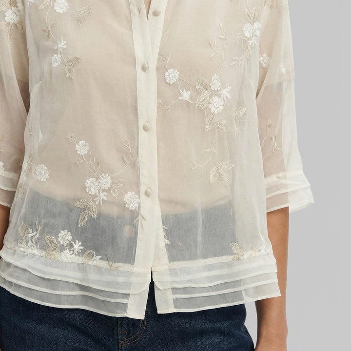 Blouse Brodée Fleurs Femme Élégante