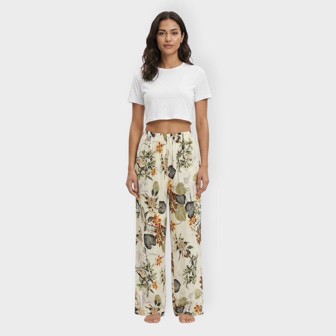 Pantalon Imprimé Large Élastique Femme