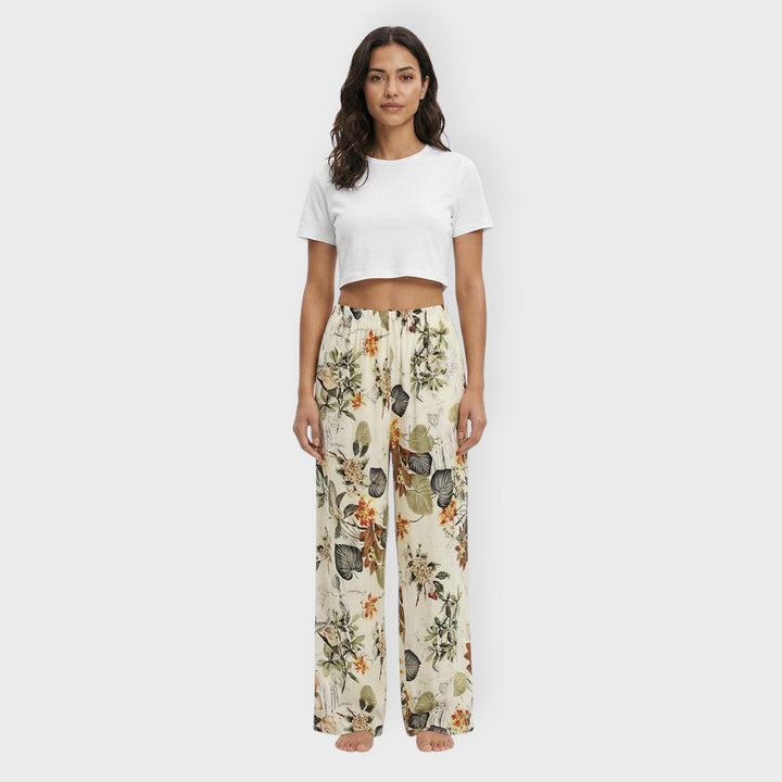 Pantalon Imprimé Large Élastique Femme
