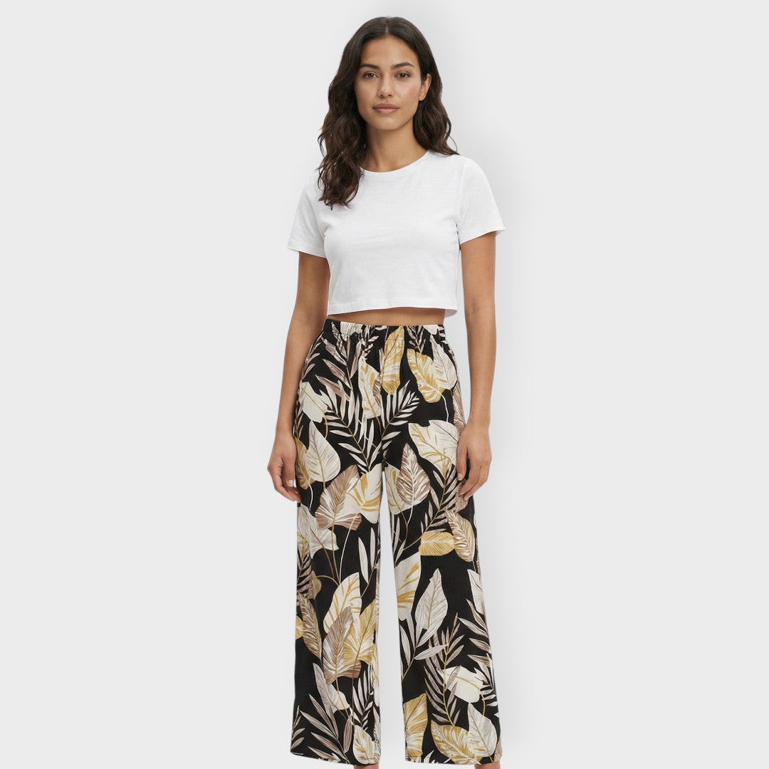 Pantalon Imprimé Large Élastique Femme