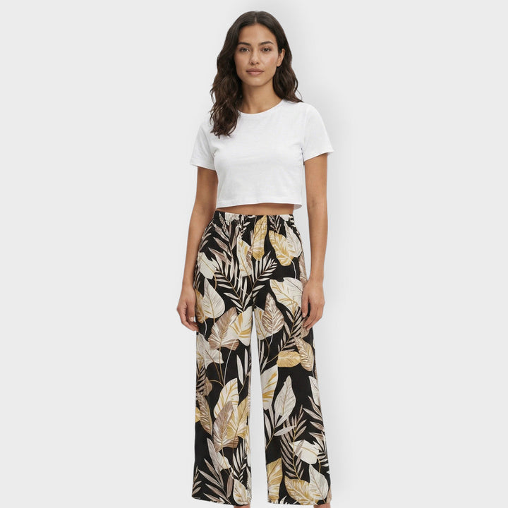 Pantalon Imprimé Large Élastique Femme