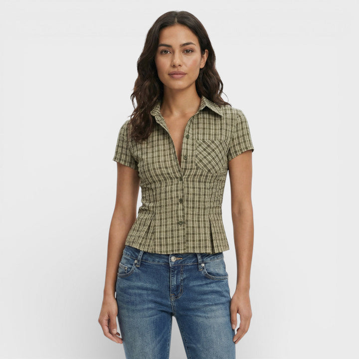 Chemise Carreaux Manche Courte Femme