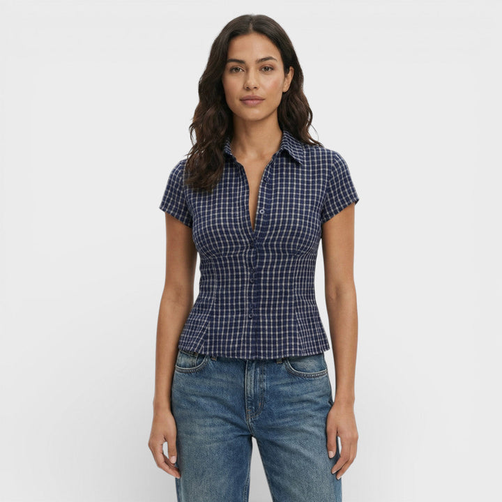 Chemise Carreaux Manche Courte Femme