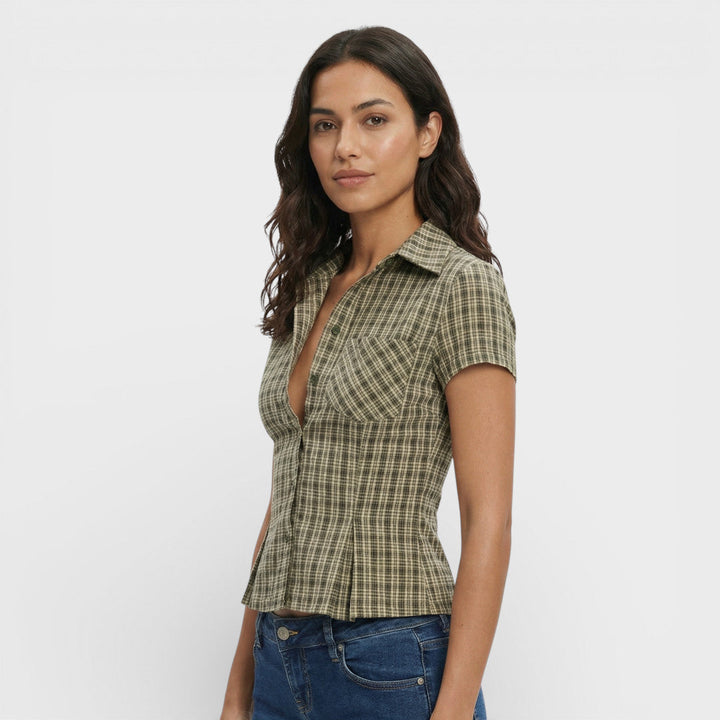 Chemise Carreaux Manche Courte Femme
