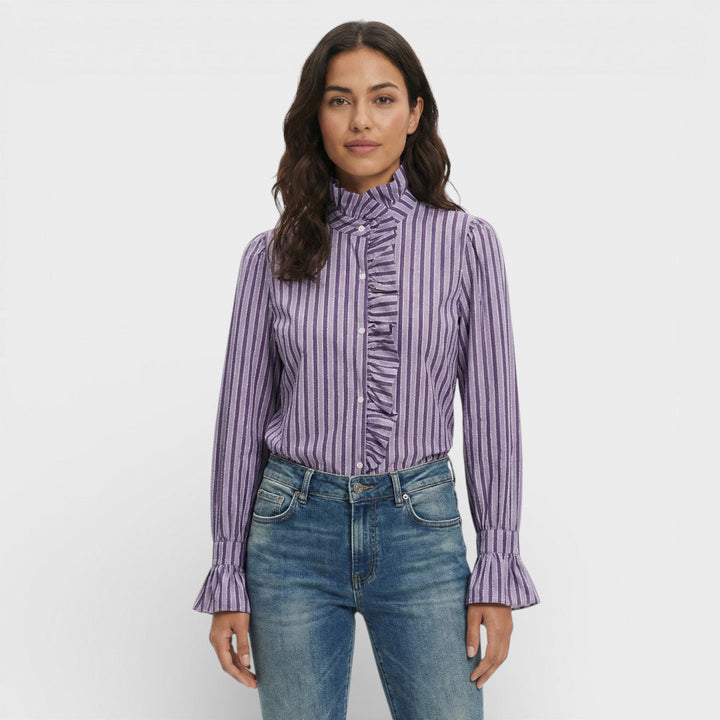 Blouse Carreaux Volants Femme Élégante