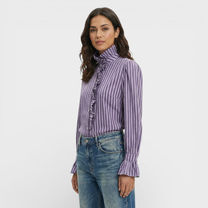 Blouse Carreaux Volants Femme Élégante