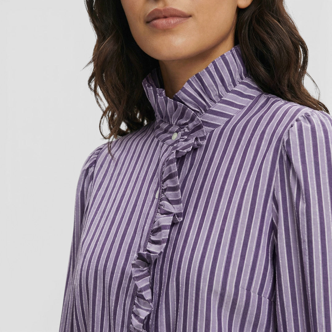 Blouse Carreaux Volants Femme Élégante