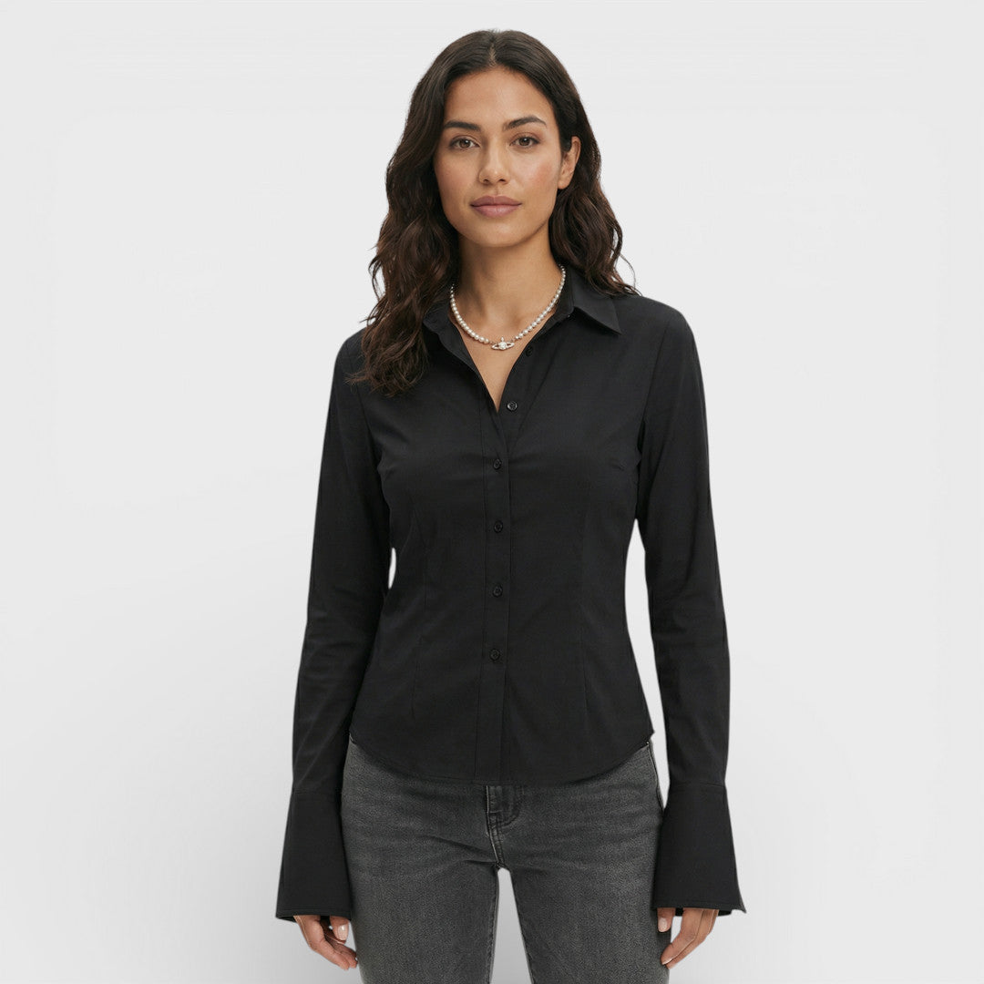 Blouse Ajustée Manche Évasée Femme