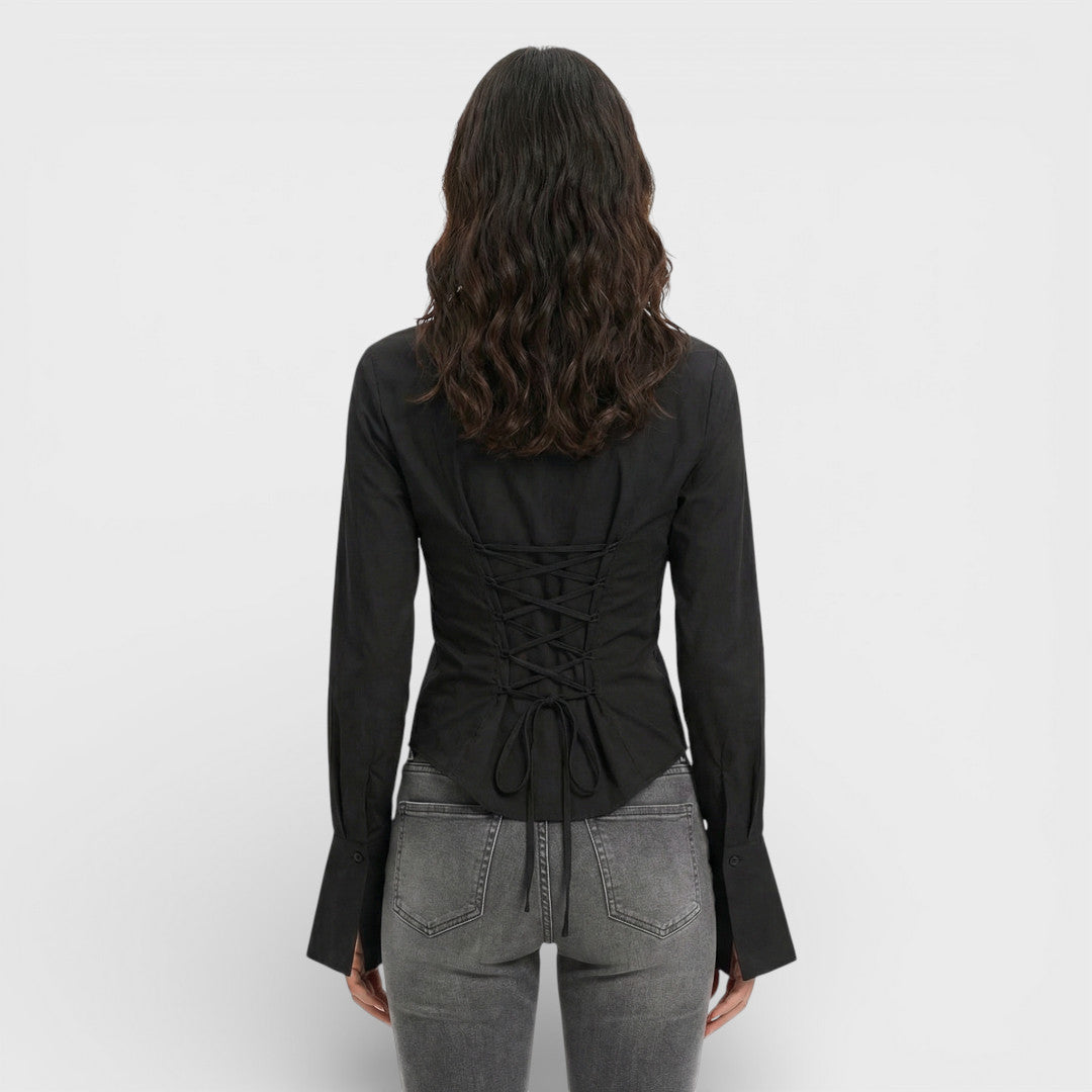 Blouse Ajustée Manche Évasée Femme
