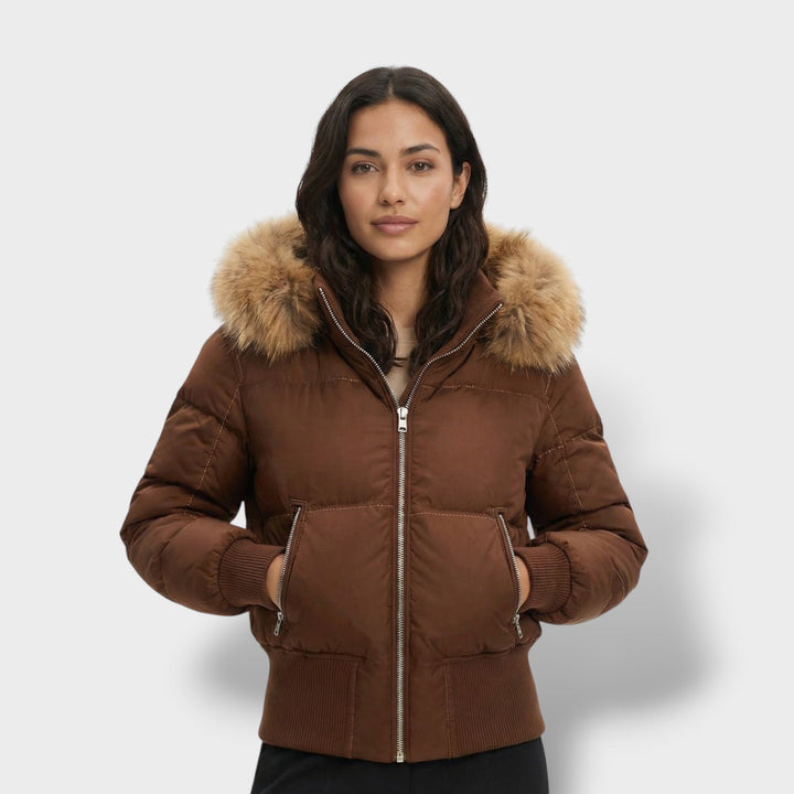 Veste Matelassée Capuche Fourrure Femme