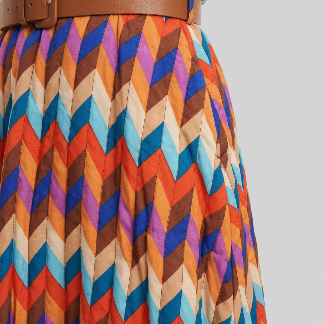 Robe Midi Colorée Avec Ceinture