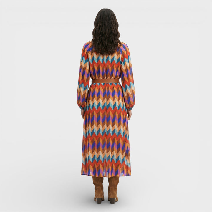 Robe Midi Colorée Avec Ceinture