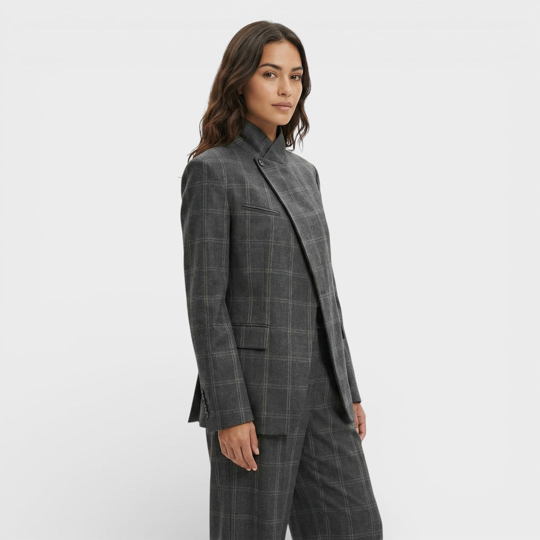 Blazer Court Carreaux Femme
