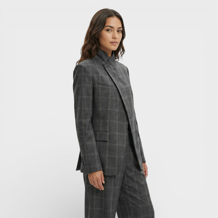 Blazer Court Carreaux Femme
