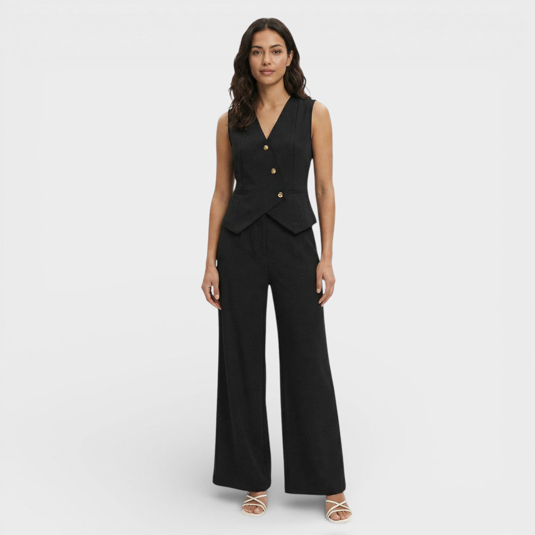Ensemble Élégant Gilet Et Pantalon Large