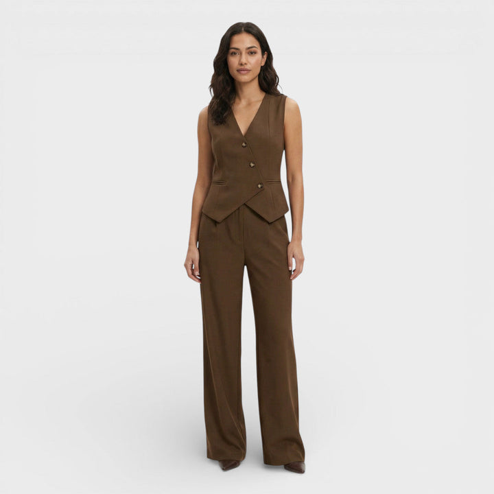Ensemble Élégant Gilet Et Pantalon Large