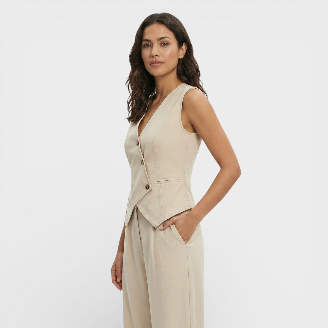 Ensemble Élégant Gilet Et Pantalon Large