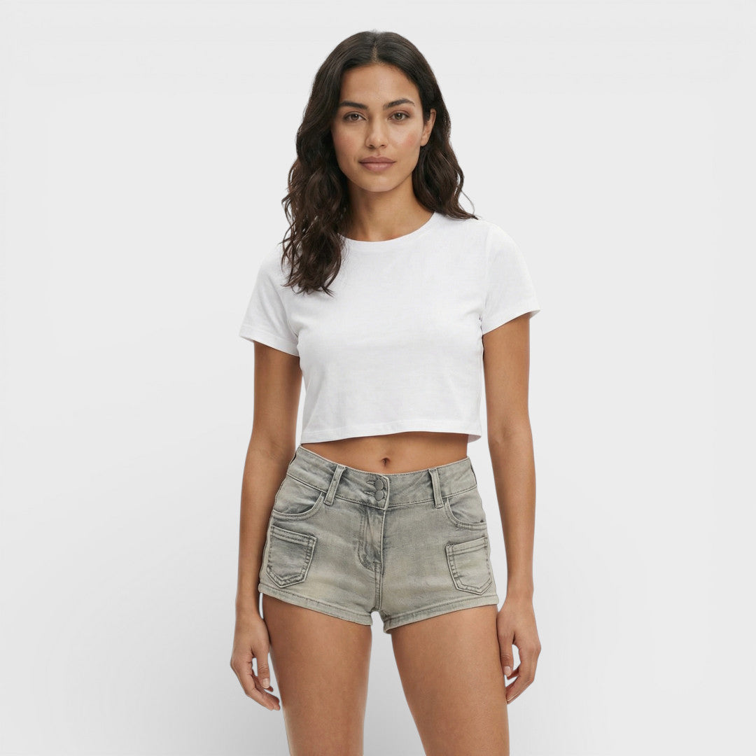 Short Jean Ajusté Femme Taille Basse