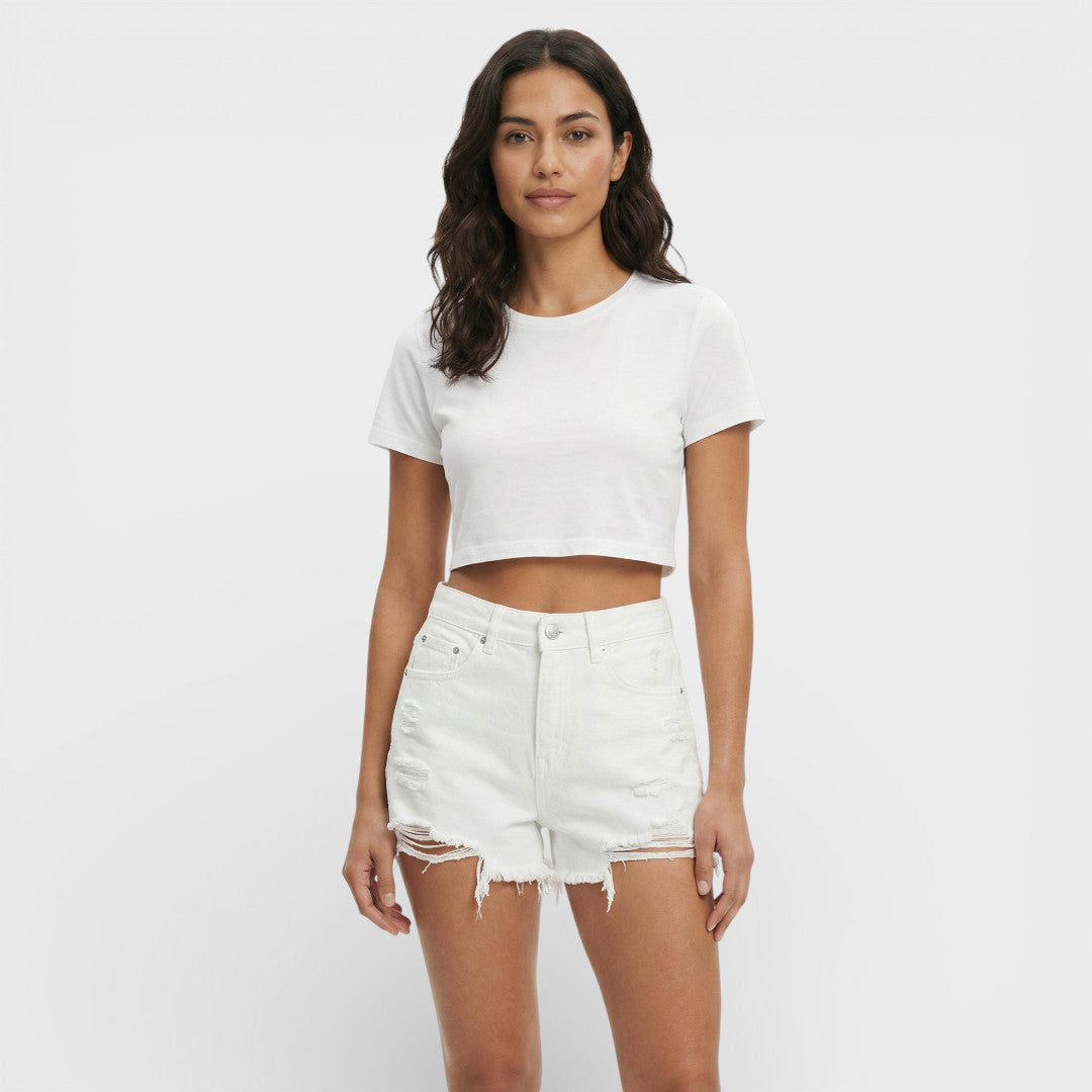 Short Jean Déchiré Femme