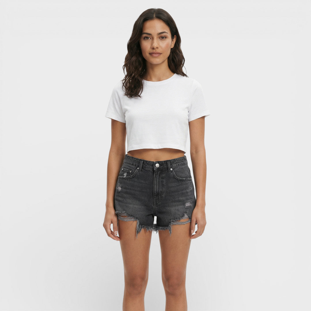 Short Jean Déchiré Femme