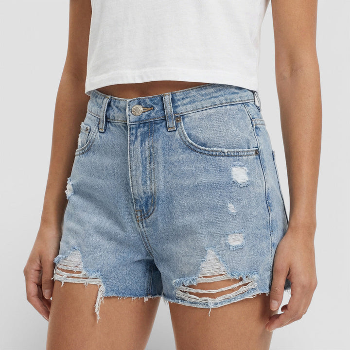 Short Jean Déchiré Femme