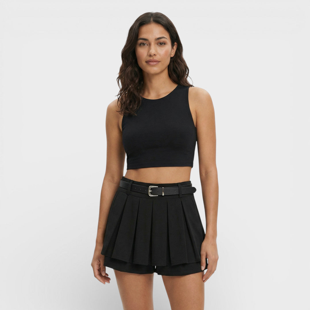 Short Plissé Taille Haute Femme