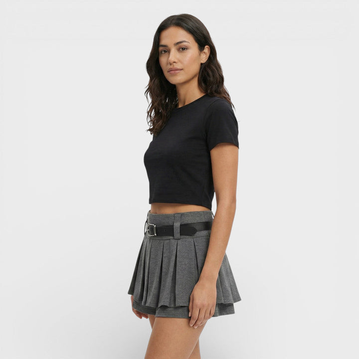 Short Plissé Taille Haute Femme