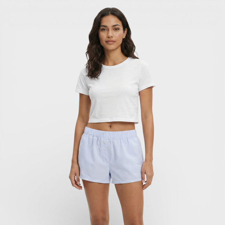Short Rayures Taille Élastique Femme