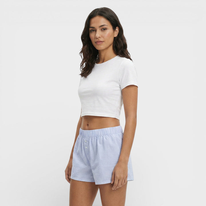 Short Rayures Taille Élastique Femme