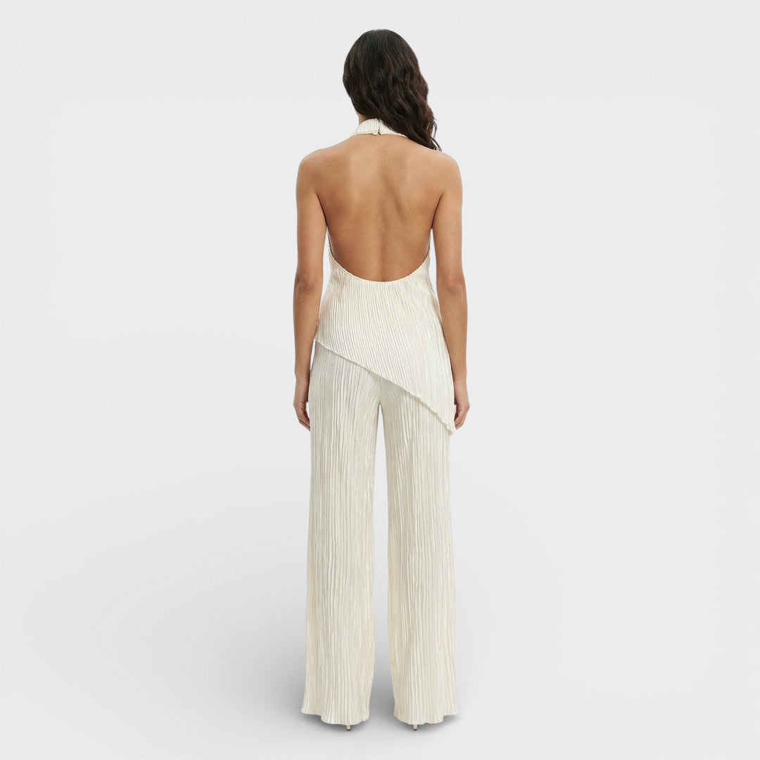 Ensemble Plissé Halter Pantalon Large