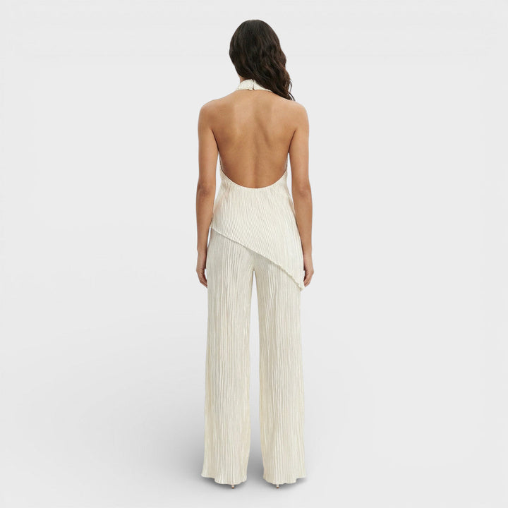 Ensemble Plissé Halter Pantalon Large