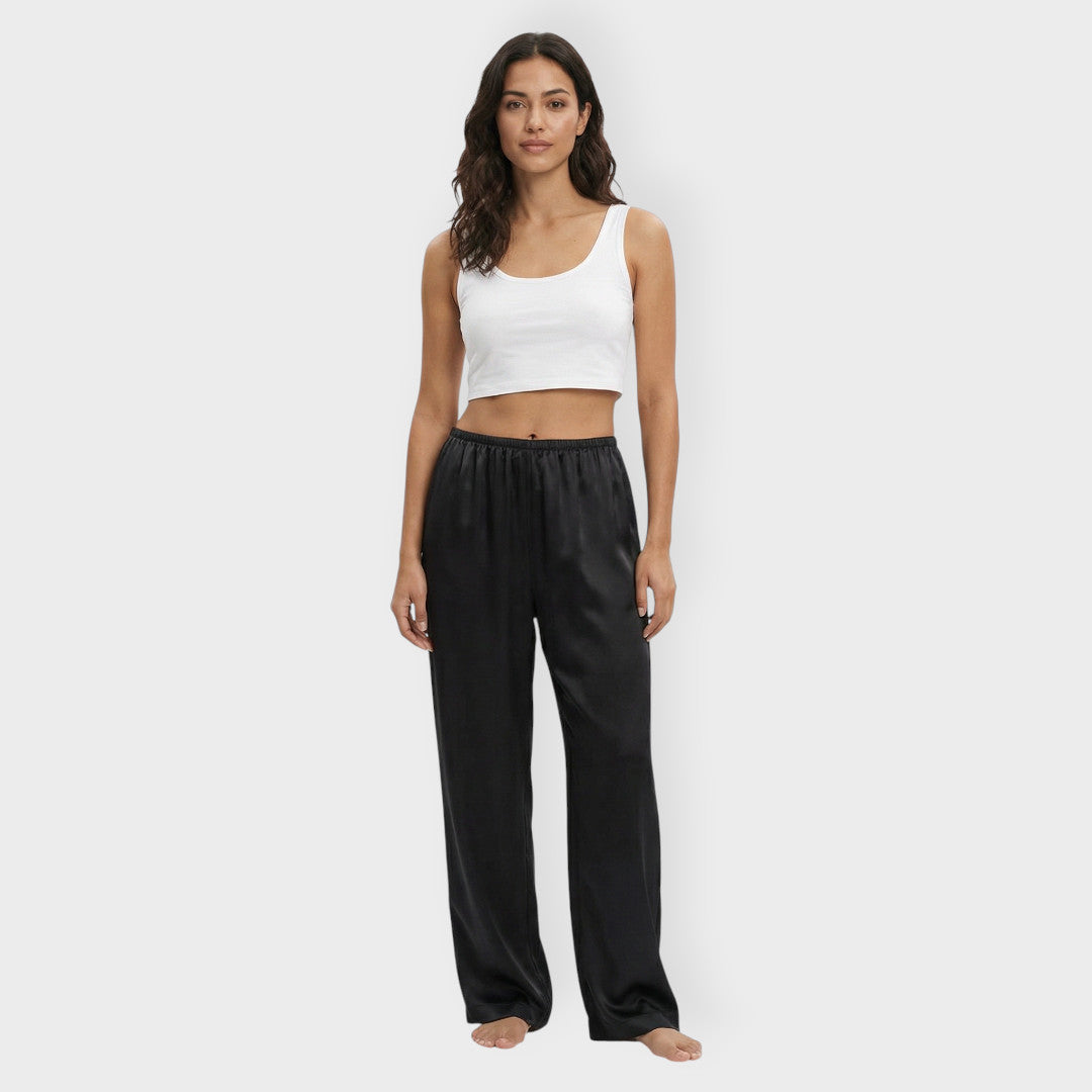 Pantalon Satiné Large Élastique Femme