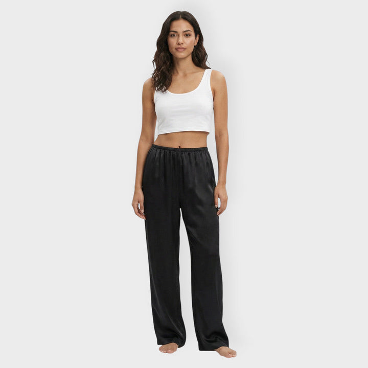 Pantalon Satiné Large Élastique Femme