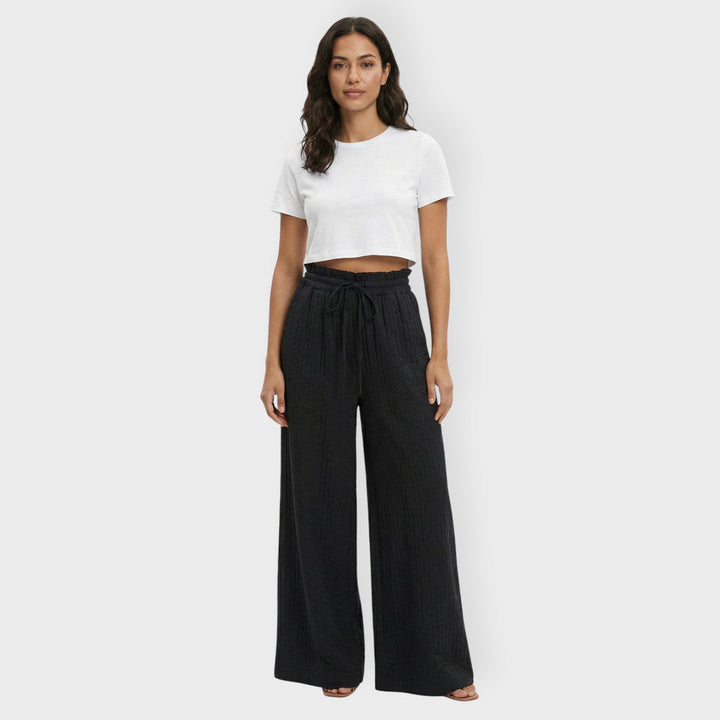 Pantalon Large Taille Élastique Femme